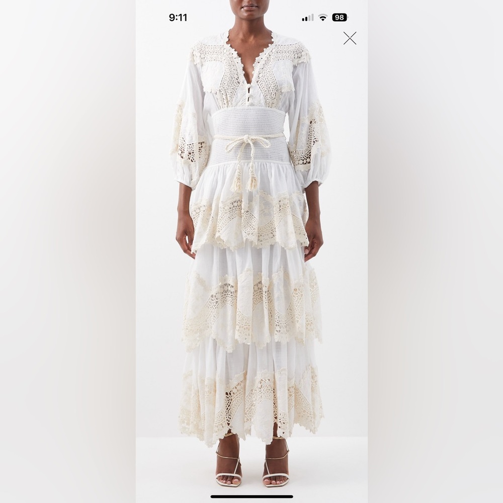 Zimmerman tiered voile and macrame-lace maxi dress
